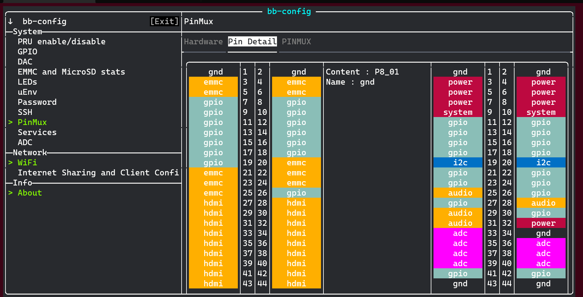 pinmux table references